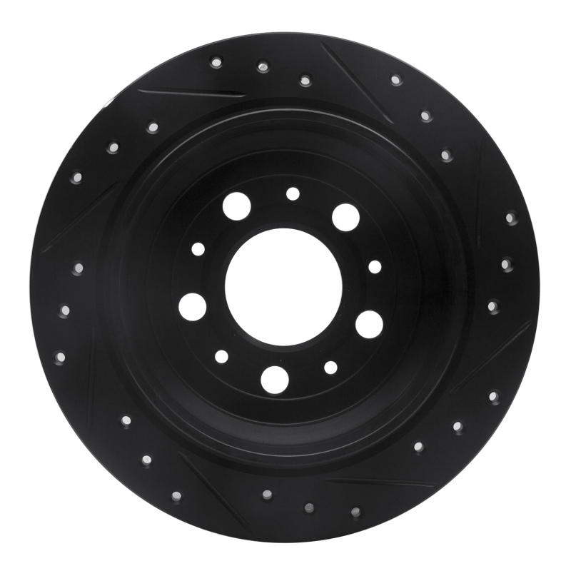 Volvo S70 Brake Rotor (1) - Rear Left - R1 Concepts - Drilled & Slotted - Black - `98-`00
